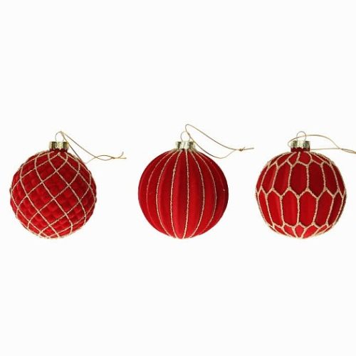Palline di Natale velvet, 3 pz - Tognana